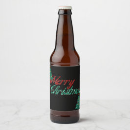 Glitter kerstboom bier etiket