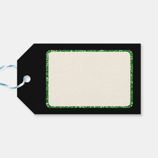 Glitter kerstboom cadeaulabel (Achterkant Horizontaal)