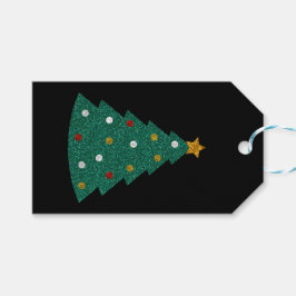Glitter kerstboom cadeaulabel