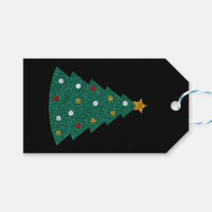 Glitter kerstboom cadeaulabel