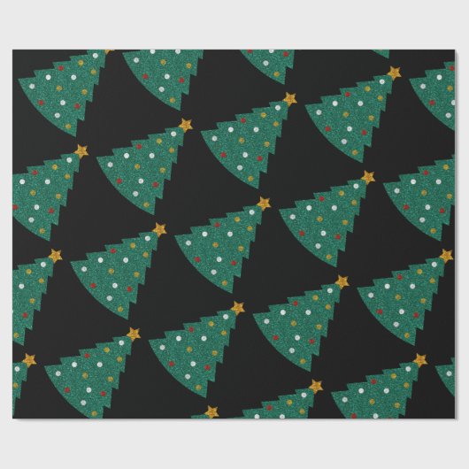 Glitter kerstboom cadeaupapier (Vlak)