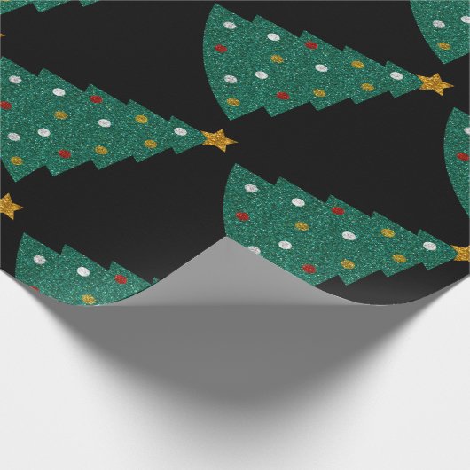 Glitter kerstboom cadeaupapier (Hoek)