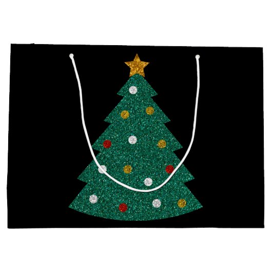 Glitter kerstboom groot cadeauzakje (Achterkant)