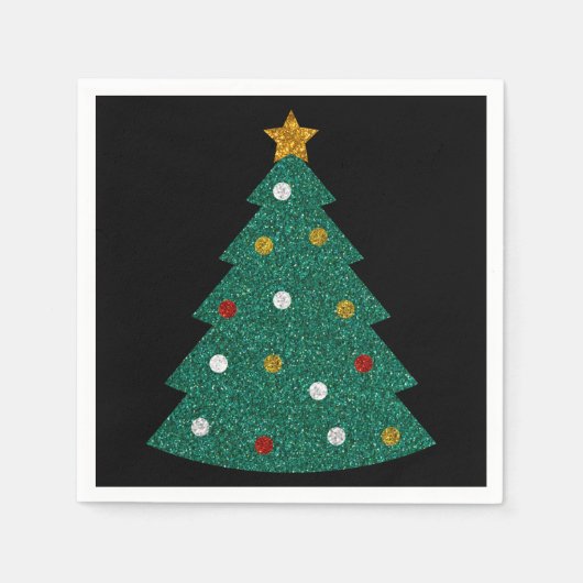 Glitter kerstboom Napkins Servet (Voorkant)