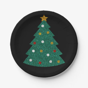 Glitter kerstboom papieren bordje