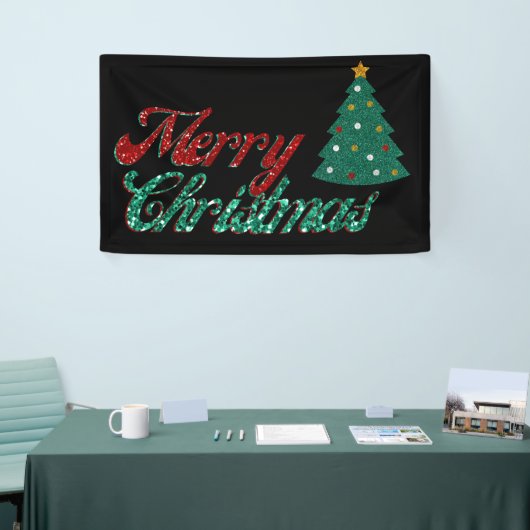 Glitter kerstboom spandoek (Beurs)