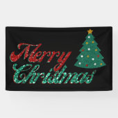 Glitter kerstboom spandoek (Horizontaal)