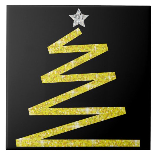 Glitter kerstboom tegeltje (Voorkant)