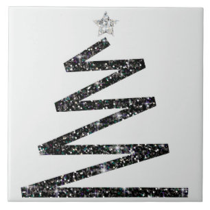 Glitter kerstboom tegeltje