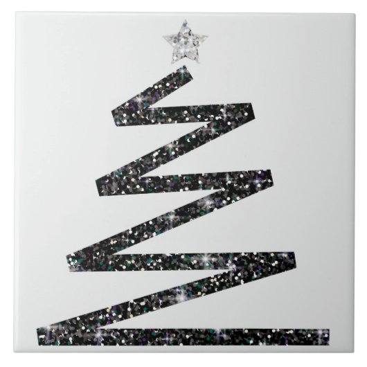 Glitter kerstboom tegeltje (Voorkant)
