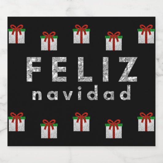 Glitter kerstcadeau bier etiket (Enkel label)