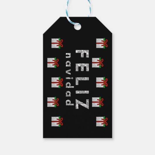 Glitter kerstcadeau cadeaulabel (Voorkant)