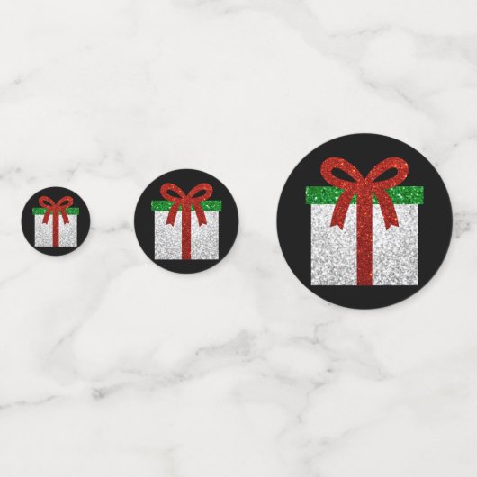 Glitter kerstcadeau confetti (Voorkanten)