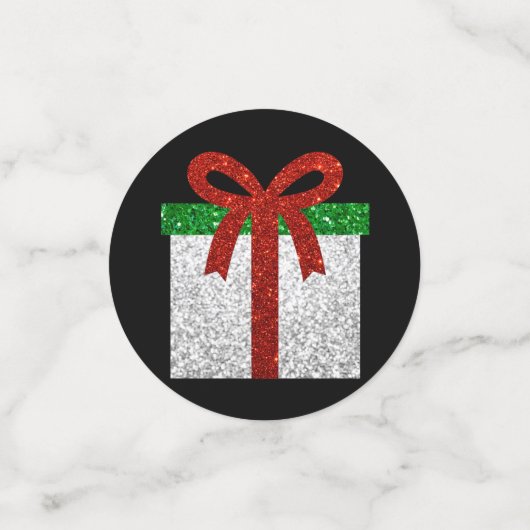 Glitter kerstcadeau confetti (Kleine voorkant)