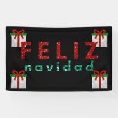 Glitter-kerstcadeau Feliz Navidad Spandoek (Horizontaal)