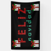 Glitter-kerstcadeau Feliz Navidad Spandoek (Verticaal)