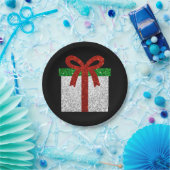 Glitter kerstcadeau papieren bordje (Feest)