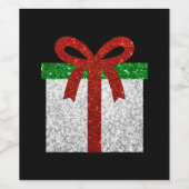 Glitter kerstcadeau wijn etiket (Enkel label)
