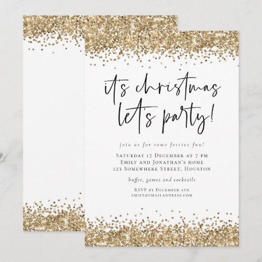 Glitter-kerstfeest Kaart (Voorkant / Achterkant)