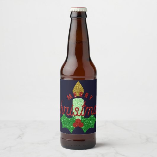Glitter Kerstkaarle Bier Etiket (Voorkant)