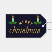 Glitter Kerstkaarle Cadeaulabel (Voorkant (Horizontaal))