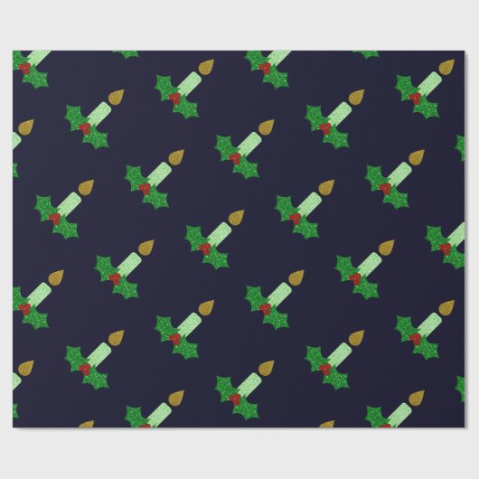 Glitter Kerstkaarle Cadeaupapier (Vlak)