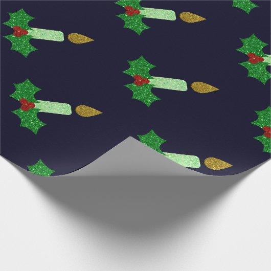 Glitter Kerstkaarle Cadeaupapier (Hoek)