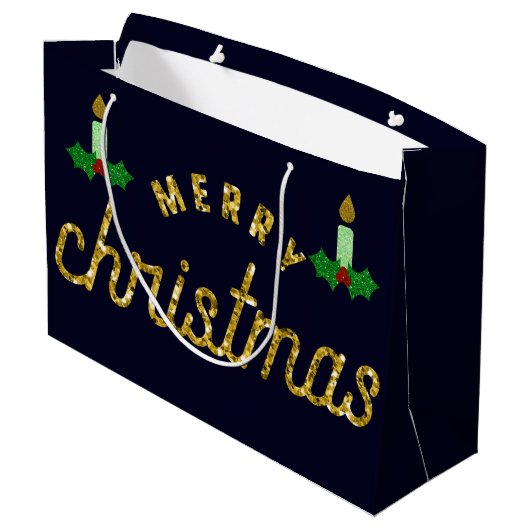 Glitter Kerstkaarle Groot Cadeauzakje (Achterkant Gekanteld)