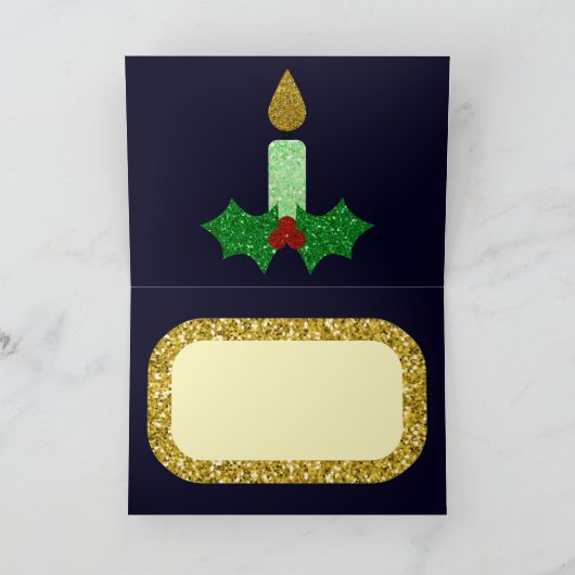 Glitter Kerstkaarle Kaart (Binnen)