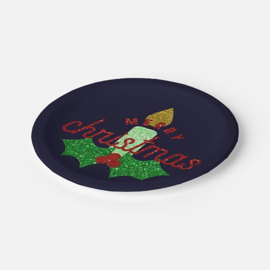 Glitter Kerstkaarle Papieren Bordje (Gekanteld)