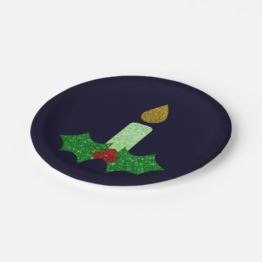 Glitter Kerstkaarle Papieren Bordje (Gekanteld)