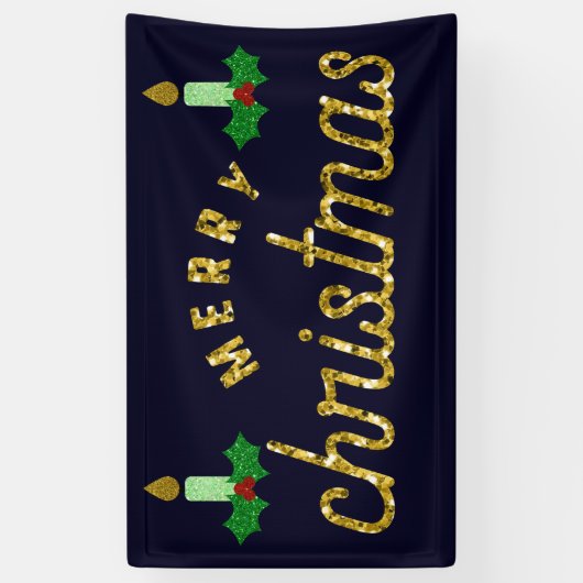 Glitter Kerstkaarle Spandoek (Verticaal)