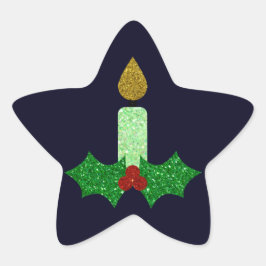Glitter Kerstkaarle Ster Sticker
