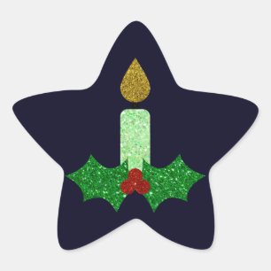 Glitter Kerstkaarle Ster Sticker