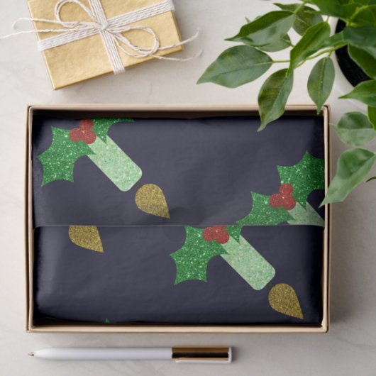 Glitter Kerstkaarle Tissuepapier (Geschenk)