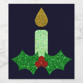 Glitter Kerstkaarle Wijn Etiket (Enkel label)