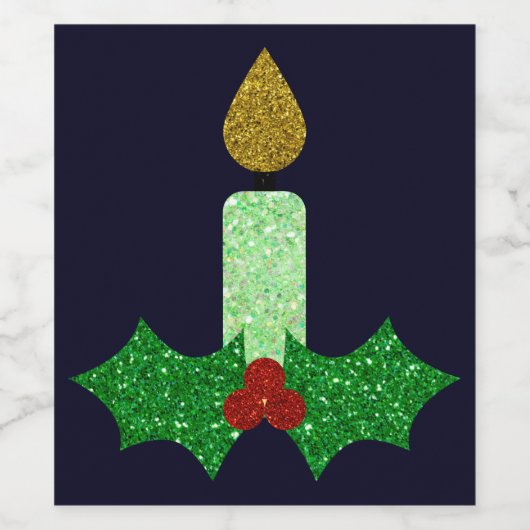 Glitter Kerstkaarle Wijn Etiket (Enkel label)