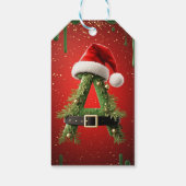 Glitter Kerstmis A Voor Naam Decoratie Cadeaulabel (Achterkant)