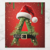 Glitter Kerstmis A Voor Naam Decoratie Wijn Etiket (Enkel label)