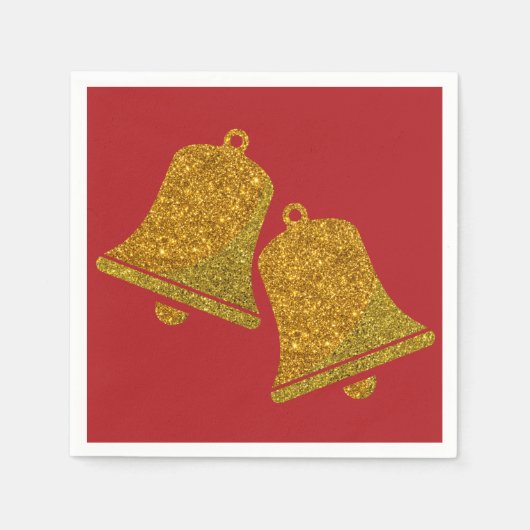 Glitter Kerstmis Bells Napkins Servet (Voorkant)