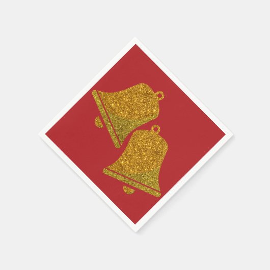 Glitter Kerstmis Bells Napkins Servet (Hoek)