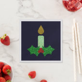 Glitter Kerstmis Candle Napkins Servet (Insitu)