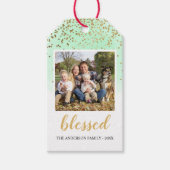 Glitter-kerstmis met gebluste pasta's cadeaulabel (Voorkant)