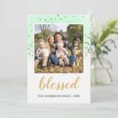 Glitter-kerstmis met gebluste pasta's feestdagenkaart (Staand voorkant)