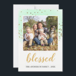 Glitter-kerstmis met gebluste pasta's feestdagenkaart<br><div class="desc">Christelijke pasteisteuze Waterverf en Gold Glitter Confetti Religieuze kerstfeestelijke fotokaart. De foto en de familienaam kunnen worden bijgewerkt en aangepast op deze schattige waterverf en een dunne,  glitter kerstkaart. Neem contact op met de ontwerper voor overeenkomende objecten.</div>