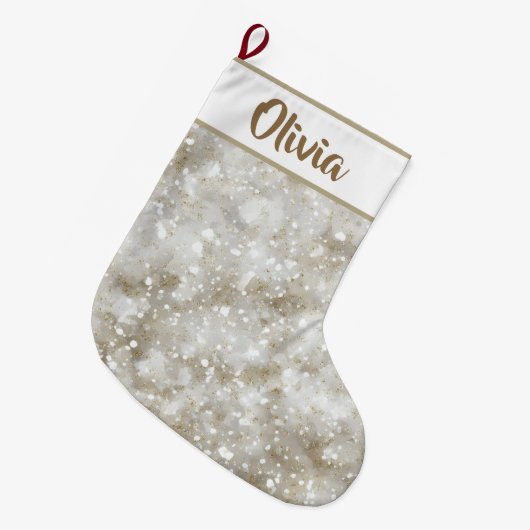 Glitter Kerstsok | Gepersonaliseerde Naam (Voorkant (Hangend))