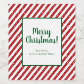 Glitter Kerststok Gestreepte Firma Wijn Etiket (Enkel label)