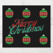 Glitter kerstversiering bier etiket (Enkel label)