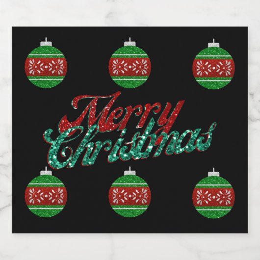 Glitter kerstversiering bier etiket (Enkel label)