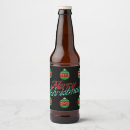 Glitter kerstversiering bier etiket